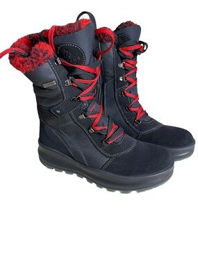 Alpine Design Women's Sofia Waterproof Winter Boots Black and Red. Size 9.5